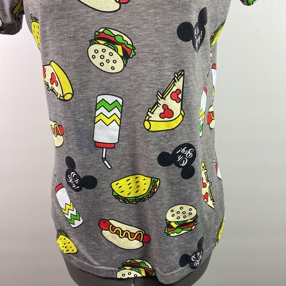 Disney Food Graphic Tee Shirt Size Large Gray Pull Over Short Sleeve - Picture 3 of 8